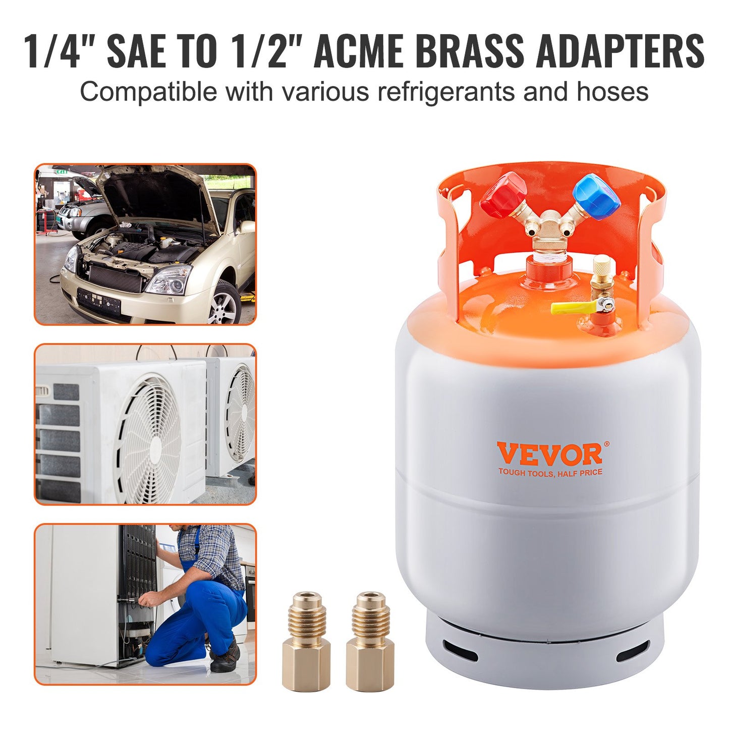 Återvinning av köldmedium 13,6 kg cylindertank 400 PSI Vätskeklassad Y-ventil