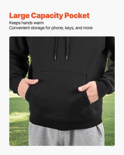 Damtröja med huva, extra stor storlek, fleece långärmad, bekväm och avslappnad baströja med huva, varm och hudvänlig, praktisk och trendig, svart hoodie med stor ficka för höst och vinter