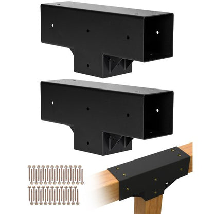 Pergola Kit 2-Pack, T-Shaped 4x4 (Actual 92 x 92 mm), 3-Way Pergola Brackets DIY Woodworking Gazebo Bracket Kit with Screws for 92 x 92 mm Wood Beams in Actual Size for Outdoor Party Banquet