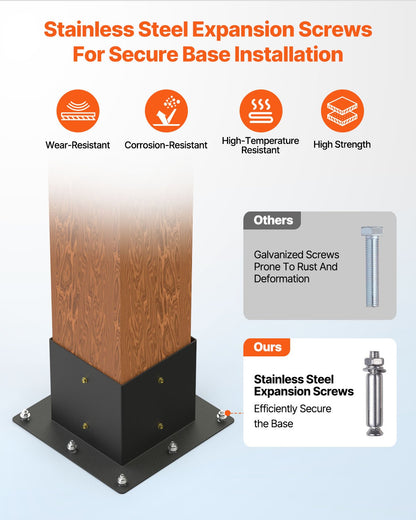 Pergolafästesats, 6x6 tum (innermått 142 x 142 mm), 2 st. 4-vägs kraftiga hörnfästen för träarbeten, gör-det-själv-stolpssats, enkel installation av träbjälkar för paviljonger, uteplatspergolor, timmerstuga