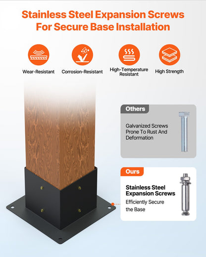 Pergolafästesats, 6x6 tum (innermått 142 x 142 mm), 4 st. 3-vägs kraftiga hörnfästen för träarbeten, gör-det-själv-stolpssats, enkel installation av träbjälkar för paviljonger, uteplatspergolor, timmerstuga
