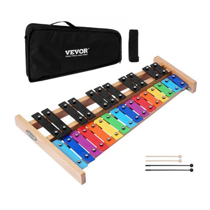 Klockspelsxylofon, 27 toner, professionellt xylofonslagverk, med färgglada metalltangenter, inkluderar 4 klubbor, bärväska, nybörjarkit med musikinstrument för vuxna och barn