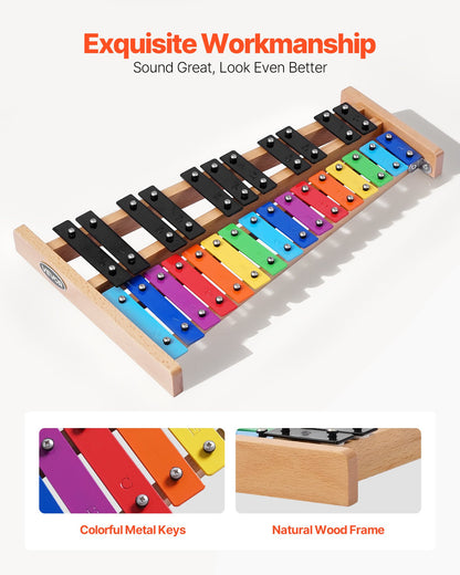 Klockspelsxylofon, 27 toner, professionellt xylofonslagverk, med färgglada metalltangenter, inkluderar 4 klubbor, bärväska, nybörjarkit med musikinstrument för vuxna och barn