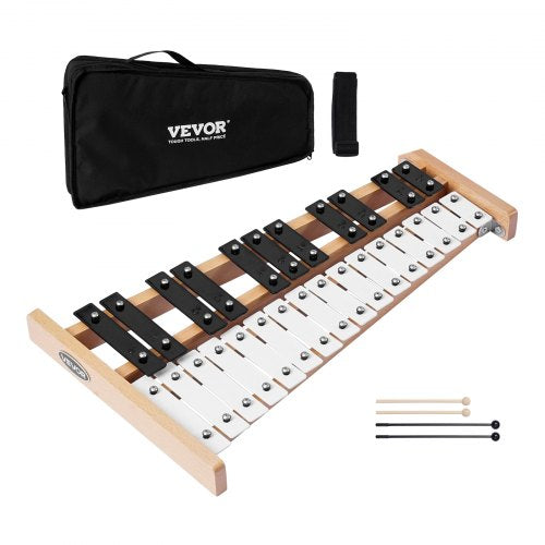 Klockspelsxylofon, 27 toner, professionellt xylofonslagverksinstrument, med metalltangenter, inkluderar 4 klubbor, bärväska, nybörjarinstrument för musikundervisning för vuxna och barn