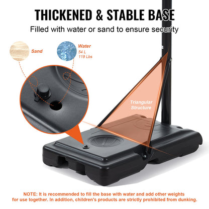 Basketkorg, 1,2-3 meter justerbar höjd, bärbar ryggstödsystem, 102 cm basketkorg och mål, basketset för barn och vuxna med hjul, stativ och fyllbar bas, för utomhus-/inomhusbruk