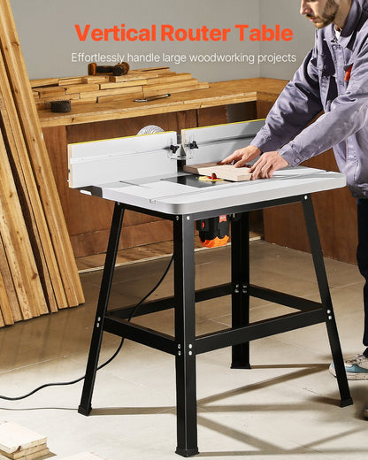 Precisionsfrässystem, 800 x 606 mm / 31,5 tum x 23,9 tum, tillbehörssats för fräsbord med justerbart anslag, MDF-topp, robust metallbas, dammuppsamlingsport, kompatibel med fräsar och olika borr