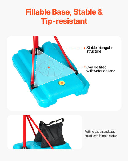 Barnbasketkorg, höjdjusterbar, bärbar basketplan med fyllbar bas, inomhus- och utomhussportspel för bakgården, basketleksaker för småbarn 3-8 år, pojkar och flickor