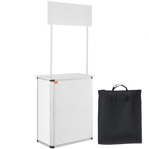 Bärbart mässbord, 78,5 × 38 × 181,5 cm, displaymonter för utställning med vägg, hopfällbart barbord för reklam, popup-podium med förvaringsställ/bärväska