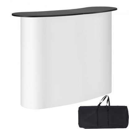 Bärbart mässbord, 130 × 46,5 × 95 cm, displaymonter för mässdisk med vägg, hopfällbart reklambord för detaljhandel, popup-podium med förvaringsställ, bärväska