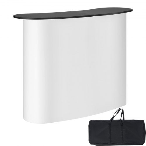 Bärbart mässbord, 130 × 46,5 × 95 cm, displaymonter för mässdisk med vägg, hopfällbart reklambord för detaljhandel, popup-podium med förvaringsställ, bärväska