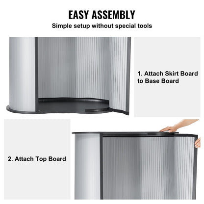 Bärbart mässbord, 90 × 49 × 94 cm, displaydisk för utställning, monter med vägg, hopfällbart barbord för reklam, popup-podium med bärväska