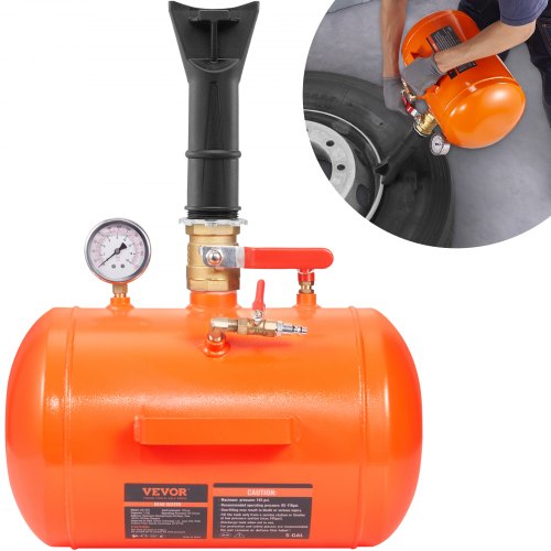 Däckpärlsprängare, 5 gallon/19 liter luftblästring med tryckmätare och handtag, 145 psi sätesverktyg för påfyllningstank, 85-116 psi driftstryck för bil, lastbil, fyrhjuling