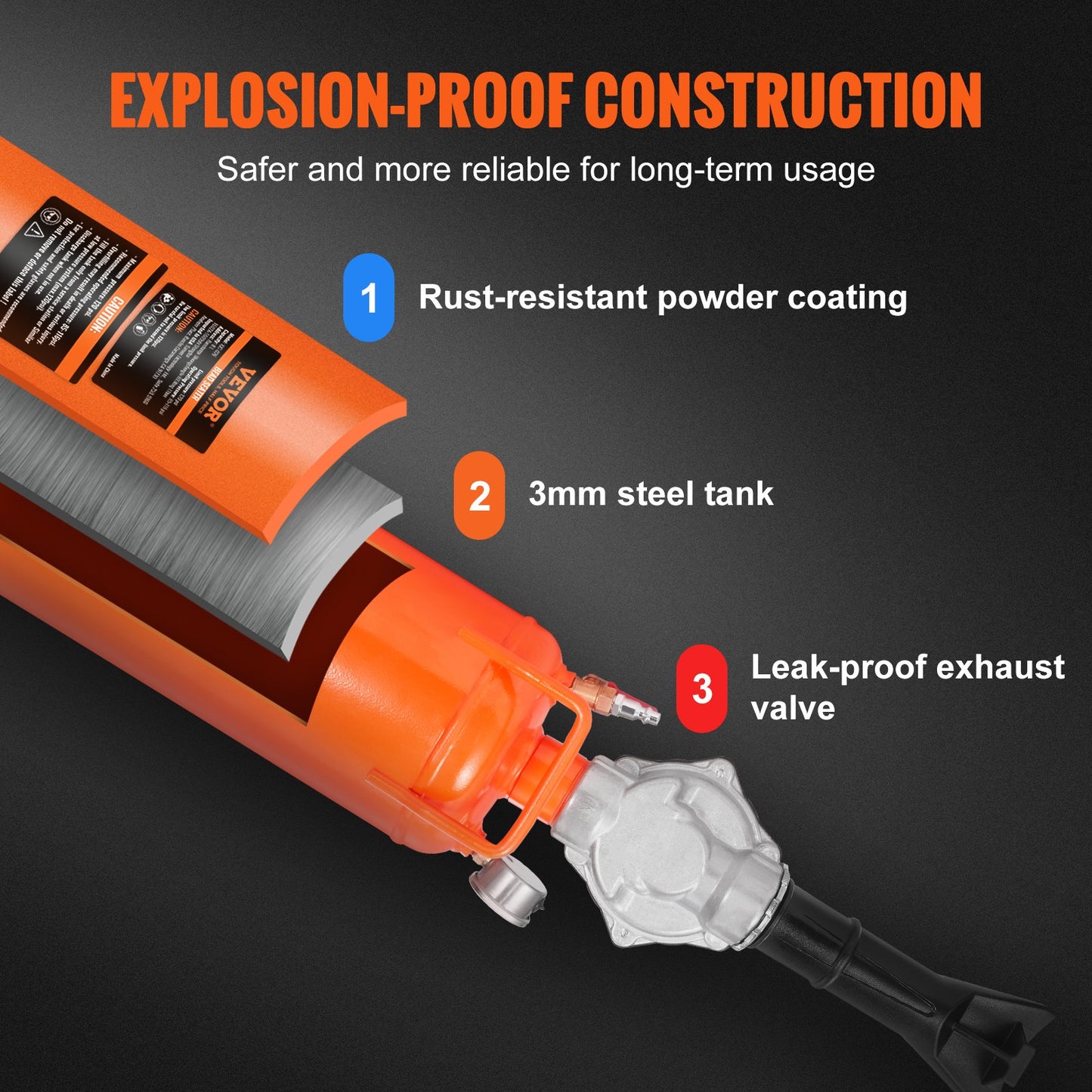 Däcksprängare, 2,1 gal/8 l luftblåsare för däck, 120 psi handhållen blåsare, uppgraderad bärbar däckpumpningsmaskin, 85-116 psi driftstryck för traktor, lastbil, fyrhjuling, bil