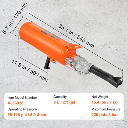 Däcksprängare, 2,1 gal/8 l luftblåsare för däck, 120 psi handhållen blåsare, uppgraderad bärbar däckpumpningsmaskin, 85-116 psi driftstryck för traktor, lastbil, fyrhjuling, bil
