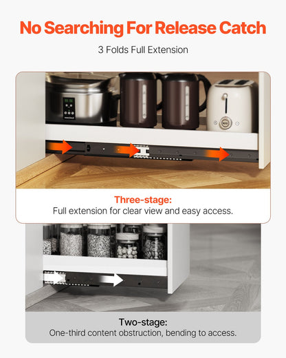 Undermonterade lådskenor, 32 tum, fullt utdragbara kullagerskenor för skåp under trappan, 260 LB lastkapacitet kraftiga skåpsskenor för bottentrappan, för gör-det-själv-byte, svart