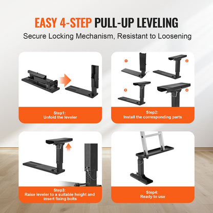 Stegnivåutjämnare, 23,4 L x 11,4-18 tum H stödyta, stegeutjämnningsverktyg i stål, hopfällbar trappstege, lättanvänd trappstegestabilisator, tillbehör till förlängningsstege för ojämn mark