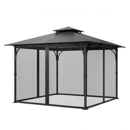 Nät för paviljonger, passar de flesta 10 x 10 x 6,7 fot paviljonggardiner, trädgårdsnät med 4 paneler på sidoväggarna, myggnät för uteplats med dubbel dragkedja, skärm för tak (endast nät)