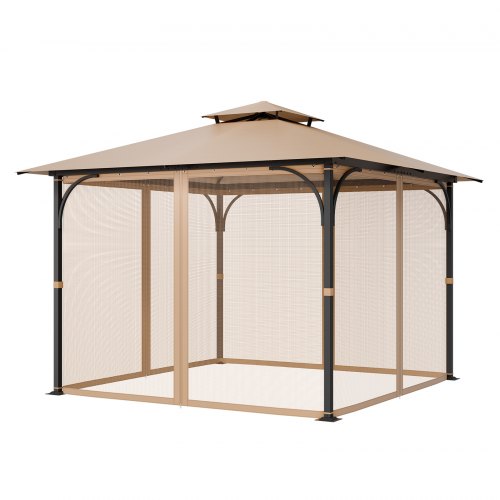 Gazebo Netting Replacement, Fit Most 10 x 10 x 7 FT Gazebo Curtain, Outdoor Garden Net, 4-Panel Sidewall Mesh Net, Patio Midge Netting with Double Zipper, Canopy Screen (Netting Only)
