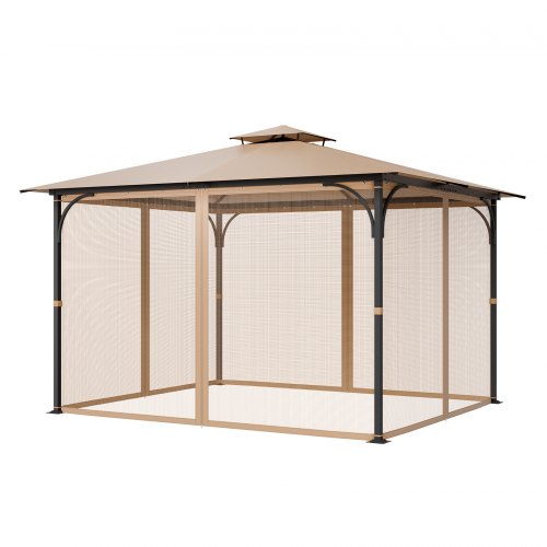Gazebo Netting Replacement, Fit Most 10 x 12 x 7 FT Gazebo Curtain, Outdoor Garden Net, 4-Panel Sidewall Mesh Net, Patio Midge Netting with Double Zipper, Canopy Screen (Netting Only)