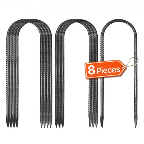 12-tums 8-pack armeringsstöttor 304,8x82,04 mm kraftiga U-formade galvaniserade markankare