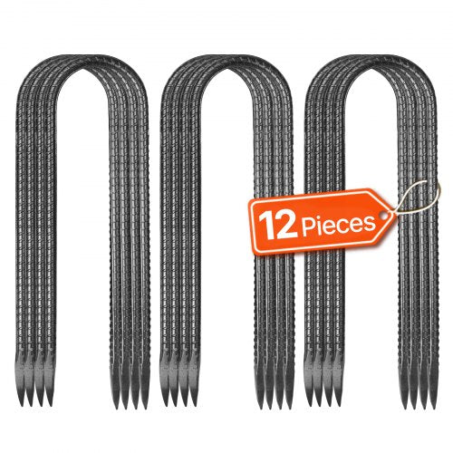 254x55,88 mm / 10-tums 12-pack armeringsstöttor kraftiga U-formade galvaniserade markankare