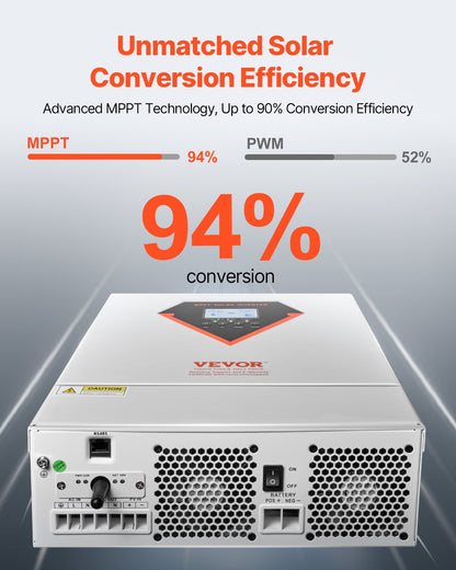 Hybrid solväxelriktare, 3500W, allt-i-ett ren sinusvågsväxelriktare, 24V DC till 220/230V AC, med inbyggd WIFI 100A MPPT solcellsregulator, för off-grid system med blysyralitiumbatteri