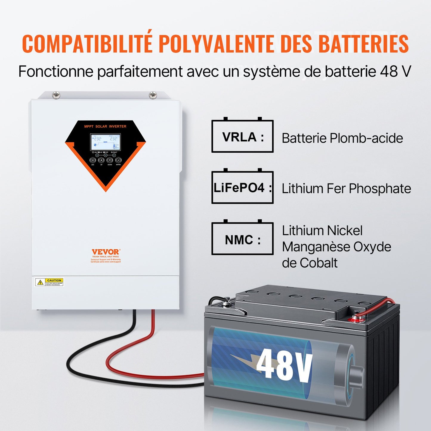 Hybrid solväxelriktare, 5500W, ren sinusvågsladdare för off-grid-växelriktare, 230V AC allt-i-ett-växelriktare med inbyggd 100A MPPT solladdningsregulator, stöd för hybridladdning av solenergi.