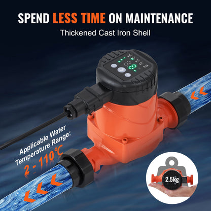 LPS25-6BP-180 Varmvattencirkulationspump, 220V, 45W 60 L/min Högeffektiv cirkulationspump, EMC Automatisk vattencirkulationspump 38 mm (1,5") Gängad NPT-cirkulationspump för varmvattenberedare