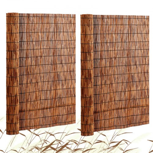 Naturligt vassstaket, 1,2 m x 5,6 m, 2-pack vassskärmgardiner balkongvassstaket i rulle för utomhusbruk bakgård uteplats, dekorativt staket för bakgård trädgårdsstaket avdelare, insynsskyddspanel, brun