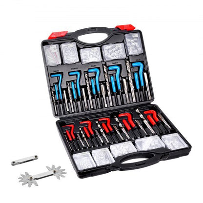 Helicoil-gängreparationssats, 338-delars SAE- och metriska gängverktygssats, M5, M6, M8, M10, M12, 1/4", 5/16", 3/8", 7/16", 1/2", HSS-borr, gänginsatser, gängtappar, avbrytningsverktyg