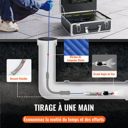 Avloppskamera Rörinspektionskamera 17,9 cm skärm 1000TVL kamera 30,5 m rörledningsinspektionskamera med DVR-funktion, vattentät IP68-kamera med 12 justerbara lysdioder, med ett 16 GB SD-kort för avloppsledning, hem, kanal och stuprör