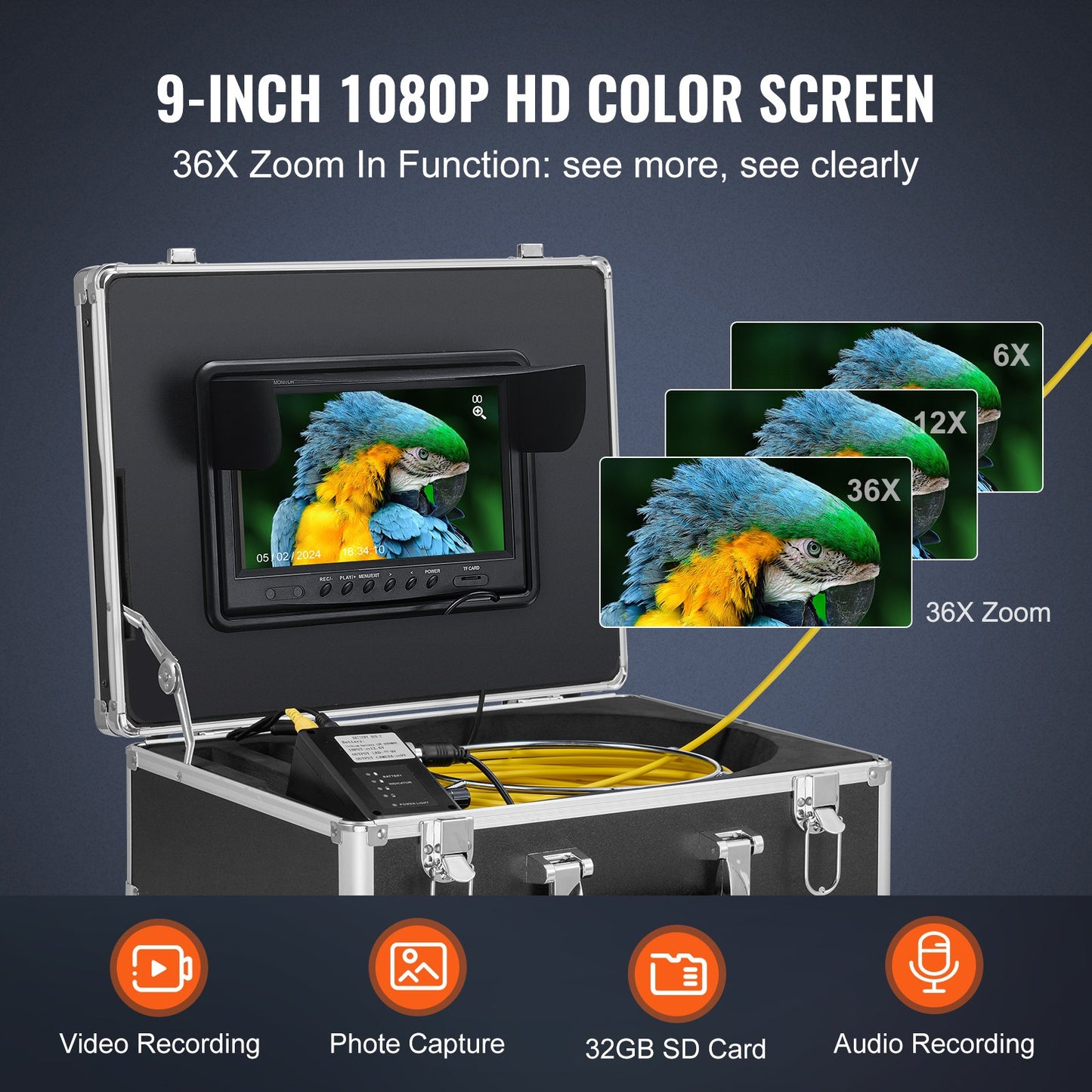 Avloppskamera 2987 cm självnivellerande kanalkamera med 512Hz-lokalisering 36X zoom