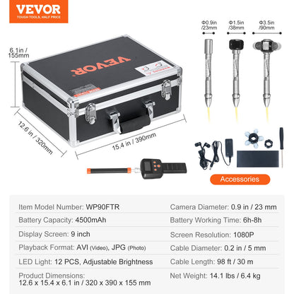 Avloppskamera 2987 cm självnivellerande kanalkamera med 512Hz-lokalisering 36X zoom