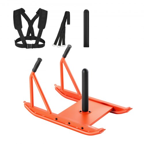 Viktkälke, Stålkraftkälke, Fitness Styrketräningskälkar för Atletisk Träning Hastighetsförbättring, Träningsutrustning med Handtag, Kompatibel med 25/51 mm Viktskivor, Orange
