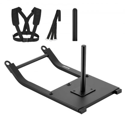 Weight Sled, Steel Power Sled, Fitness Strength Training Sleds for Athletic Exercise Speed Improvement, Workout Fitness Equipment with Harness, Compatible with 25/51 mm Weight Plates, Black
