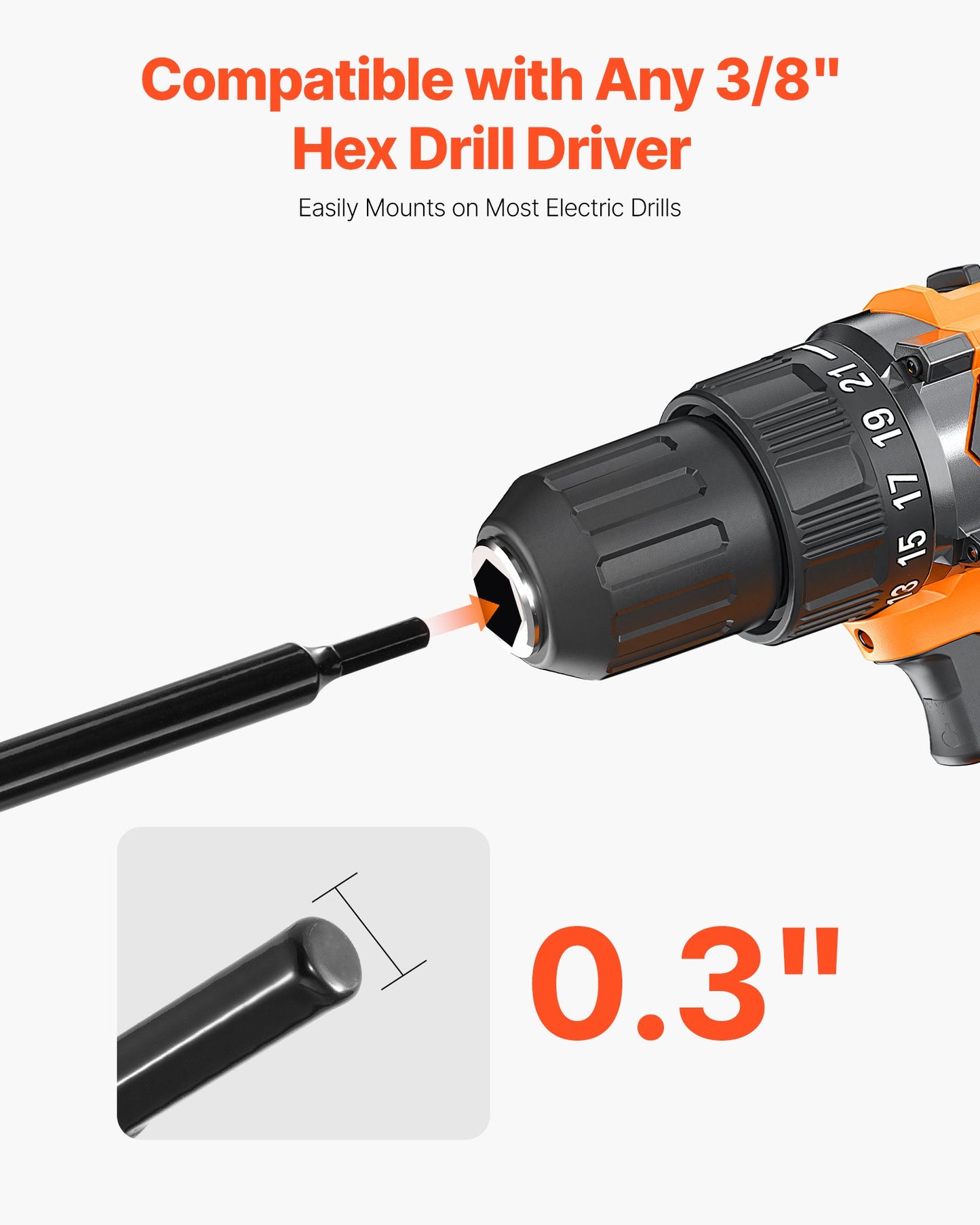 Borr för plantering, 80 x 600 mm spiralborr, för 3/8" sexkantsborrar, kraftigt verktyg för lökplantering, hålborrningstillbehör för grävning av trädgårdsstolpar och staket