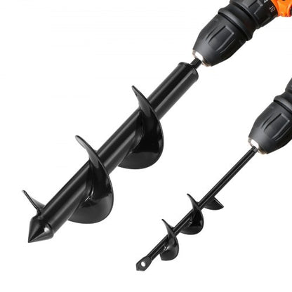 Borrkrona för plantering, set om 2, 40 x 220 mm och 80 x 300 mm, spiralborr för 3/8" sexkantsborrar, kraftigt verktyg för lökplantering, hålborrningstillbehör för grävmaskin