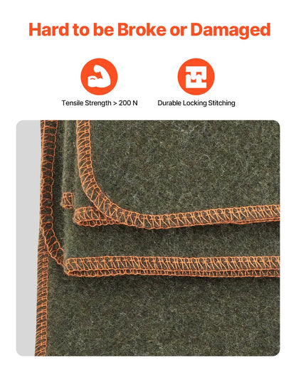 Ullfilt 1,62x2,23m / 64" x 88" Varm för camping, vandring, resor, armégrön