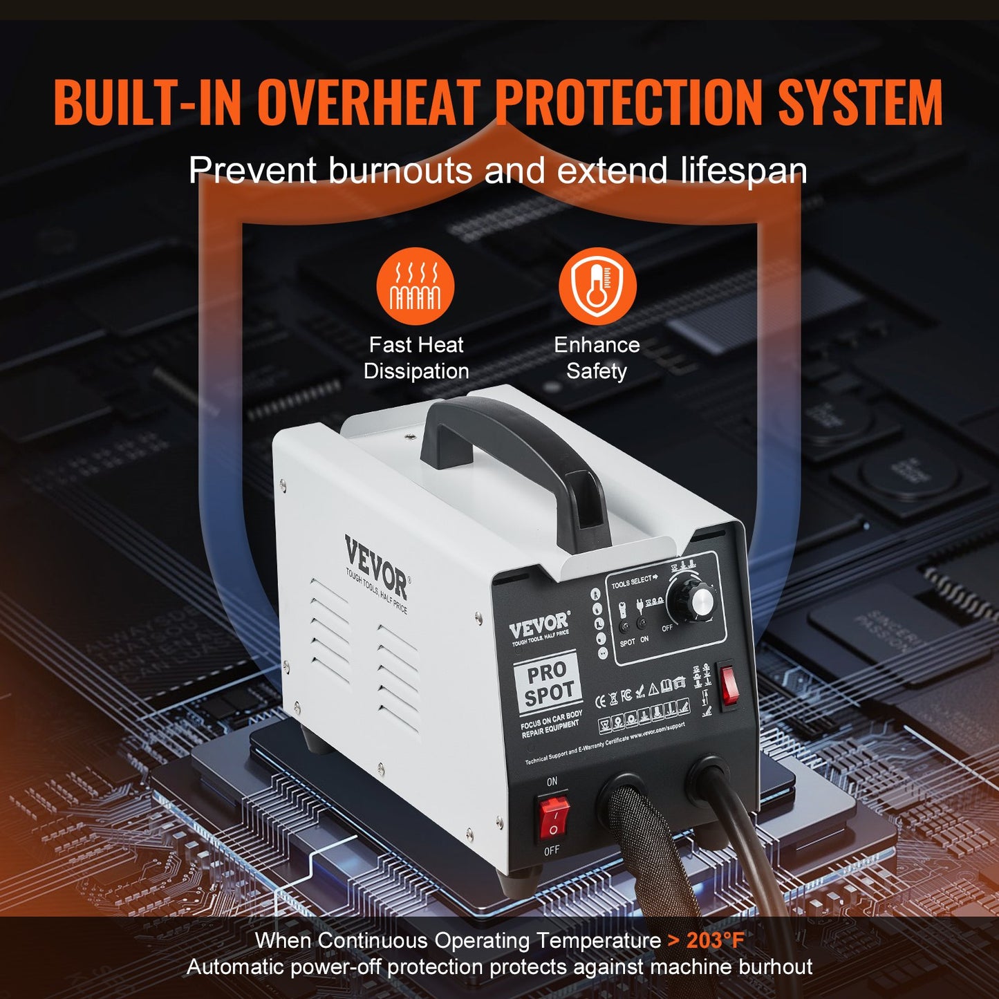 Punktsvetsnings- och bucklareparationssats för bilkarosseri, punktsvetsnings- och bucklaborrningsmaskin med 7 svetslägen och justerbar effekt, 1,8 kW punktsvetsnings- och bucklaborttagningsverktyg för bil- och lastbilsreparation