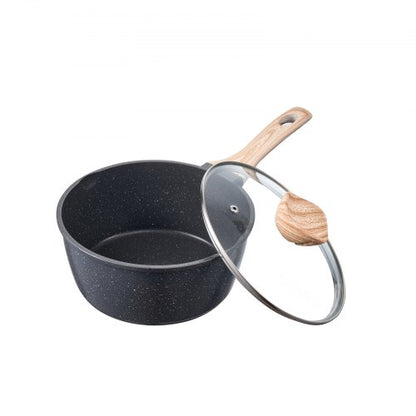 2,5 qt kastrull, nonstick-kastrull med härdat glaslock, mångsidig såsgryta med avtagbart handtag, kastrull för liten köksgryta med beläggning, induktionskompatibel, svart