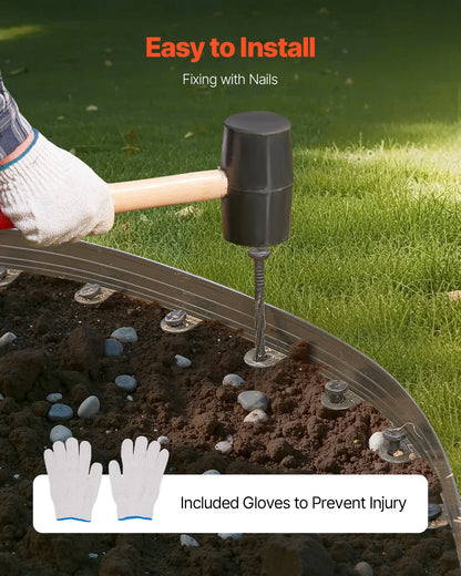 Metallkantlist, 10-pack 60 tum rostbeständig aluminiumlegering landskapskantlist, böjbar trädgårdskant, kraftig gräsmatta kantstaket för blomsterrabatt, trädgårdsgång