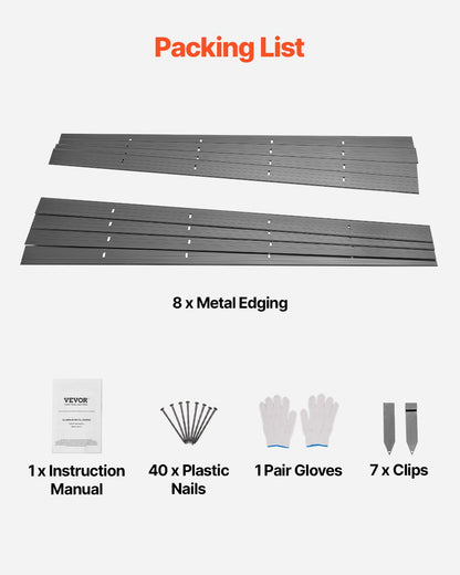 Metallkantlist, 8-pack 72 tum rostbeständig aluminiumlegering landskapskantlist, böjbar trädgårdskant, kraftig gräsmatta kantstaket för blomsterrabatt gårdsgång