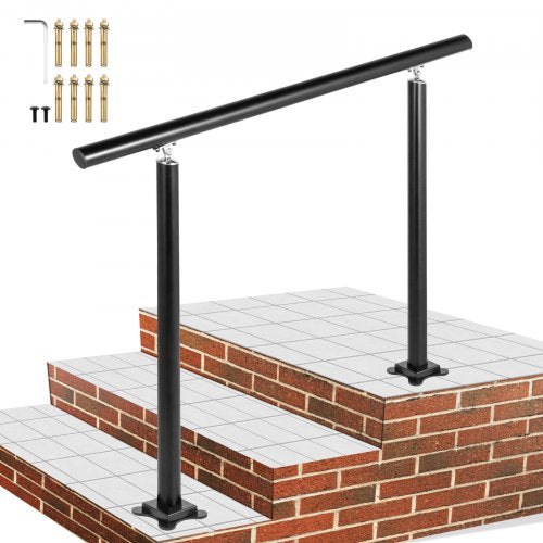 Ledstång för utomhustrappor, 91,4 cm, 86,4 cm Ledstång för utomhusbruk Svart räcke för utomhustrappor Justerbart från 0 till 60 grader Ledstång för trappor Svart räcke i aluminium för trädgård