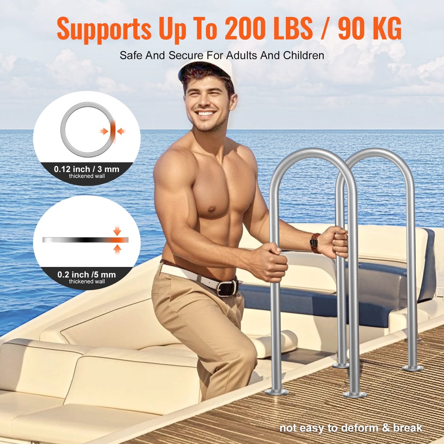 Poolräcke, 36 x 13 tum poolräcke, aluminium med bottenplatta för inomhus-/utomhuspooler, humaniserat säkerhetsräcke för pooldäck, rostfritt stödhandtag med tillbehör för spa-bryggor