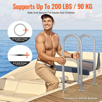Poolräcke, 36 x 13 tum poolräcke, aluminium med bottenplatta för inomhus-/utomhuspooler, humaniserat säkerhetsräcke för pooldäck, rostfritt stödhandtag med tillbehör för spa-bryggor