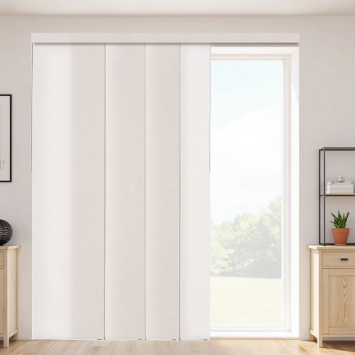 Panelgardiner, utdragbara skenor från 116 cm till 218 cm B, trimbara panelgardiner upp till 243 cm H, justerbara vertikala panelgardiner för skjutdörrar, altandörrar, rumsavdelare, ljusbrun