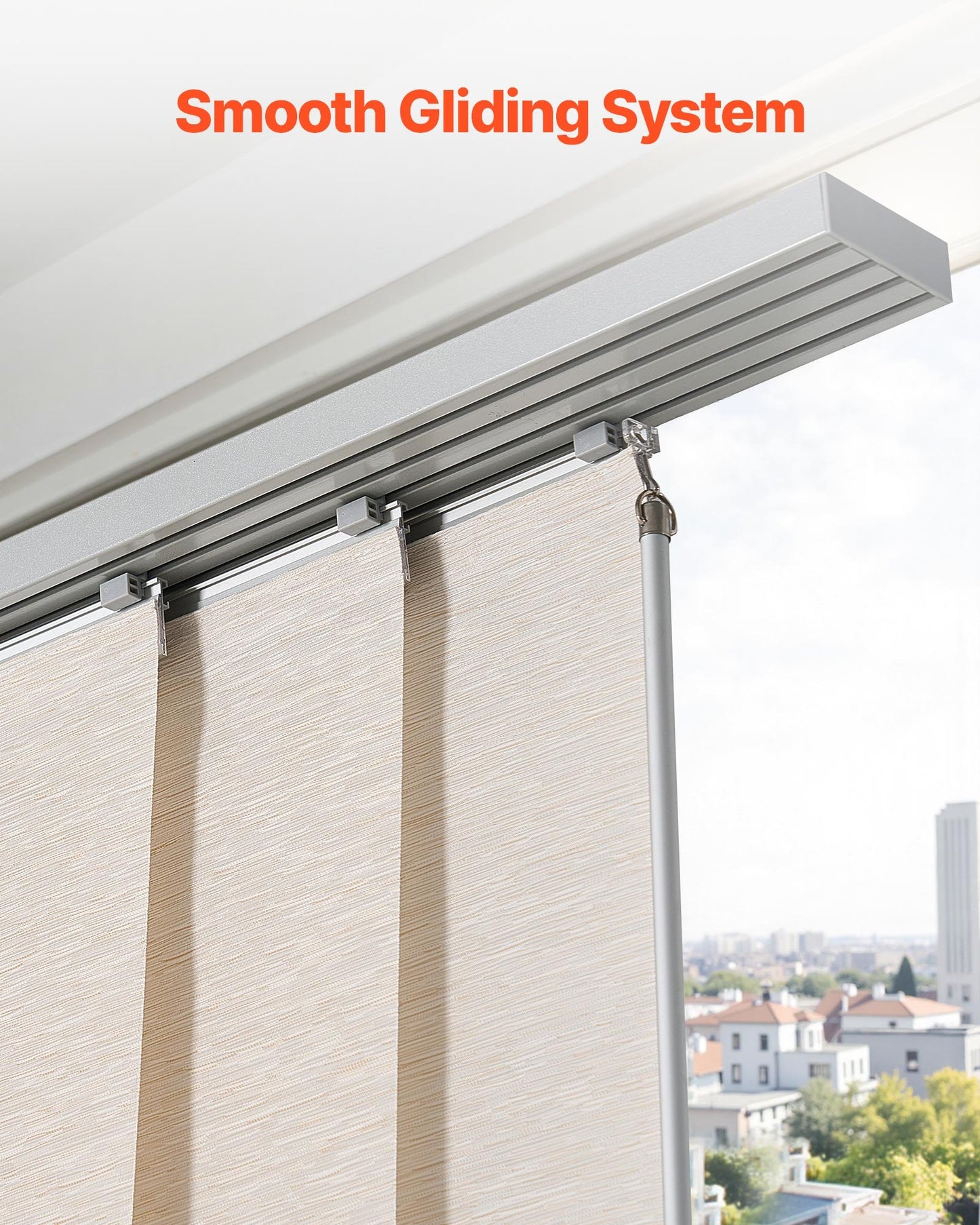 Panelgardiner, utdragbara skenor från 116 cm till 218 cm B, trimbara panelgardiner upp till 243 cm H, justerbara vertikala panelgardiner för skjutdörrar, altandörrar, rumsavdelare, ljusbrun
