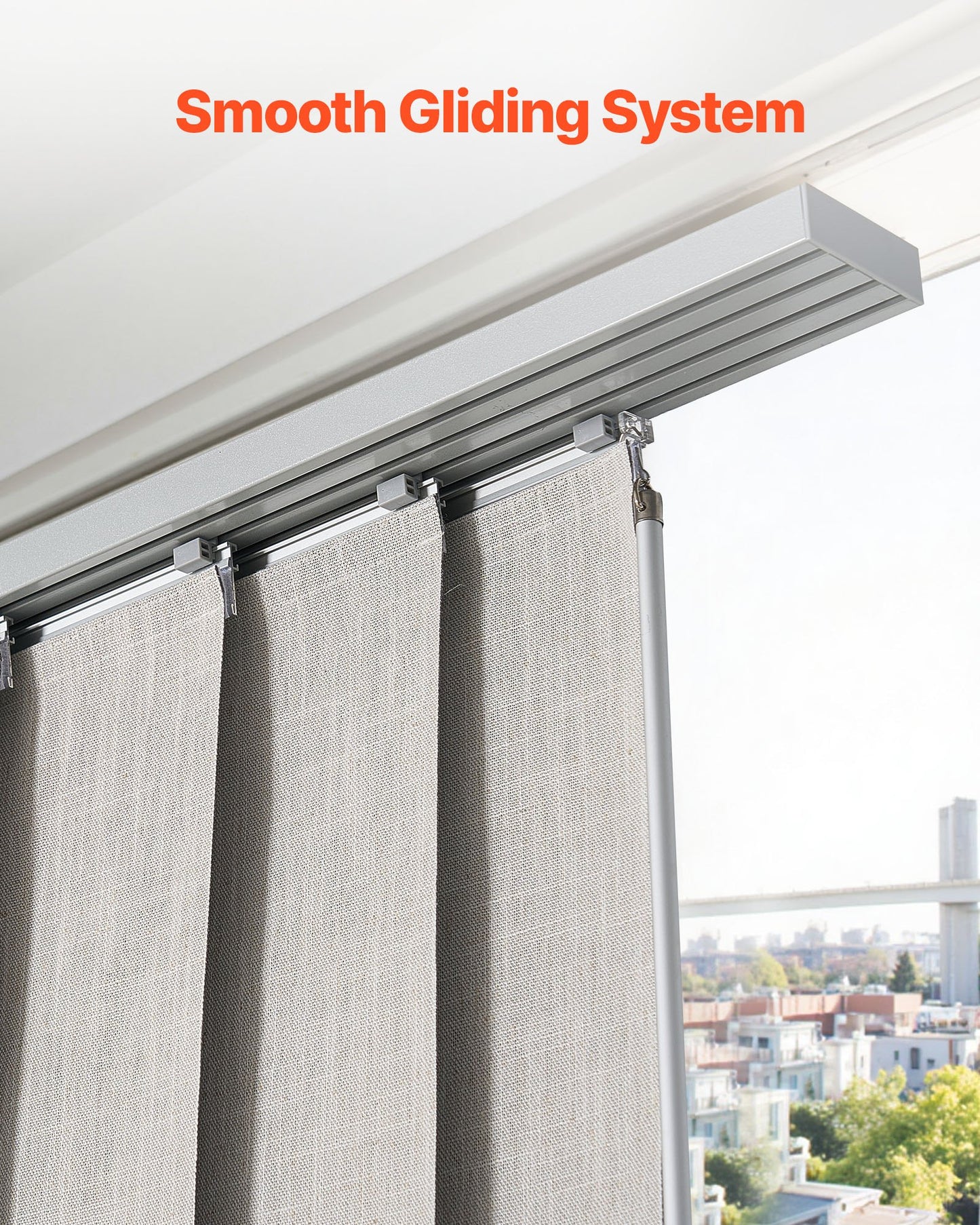 Panelgardiner, utdragbara skenor från 116 cm till 218 cm B, trimbara panelgardiner upp till 243 cm H, vertikala mörkläggningsgardiner för skjutdörrar, altandörrar, rumsavdelare, ljusgrå