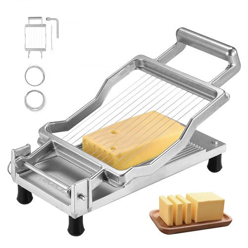Ostskärare med tråd, 0,39" och 0,78" Cheeser smörskärblad, avtagbar osthyveltråd, kommersiell osthyvel i aluminiumlegering med knivtråd i 316 rostfritt stål, köksmakning