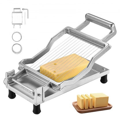 Ostskärare med tråd, 0,39" och 0,78" Cheeser smörskärblad, avtagbar osthyveltråd, kommersiell osthyvel i aluminiumlegering med knivtråd i 316 rostfritt stål, köksmakning